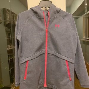 Under Armour size XL gray with bright pink zipper